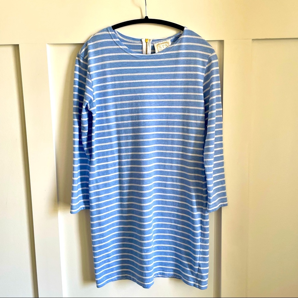 Sail to Sable blue and white stripe dress gold zipper size medium